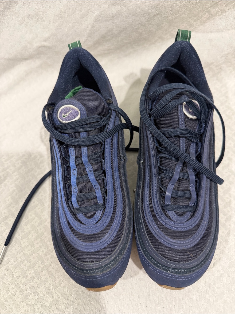 Nike Women's Navy and Green Retro-Style Sneakers